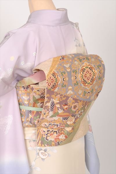 訪問着(淡い紫色・橘)