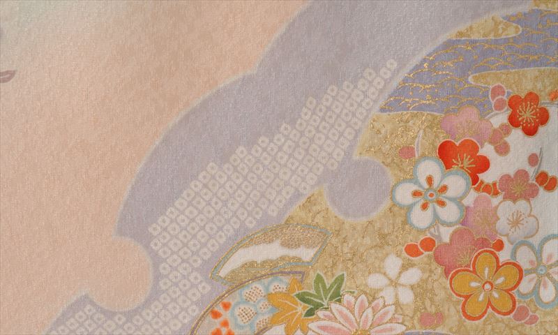 訪問着[淡いクリーム・桜色・雪輪・]