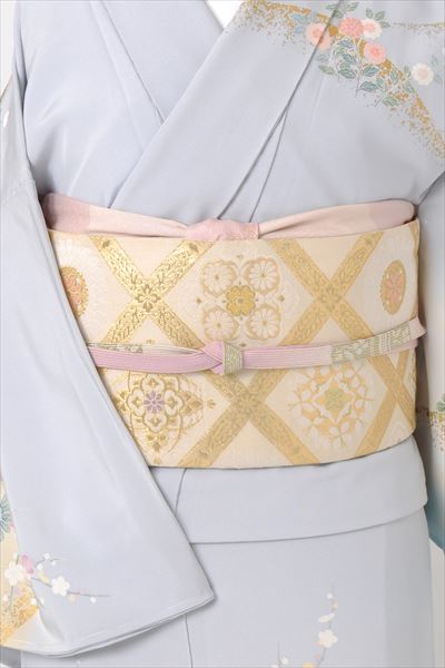 訪問着[水色とグレーに花車]