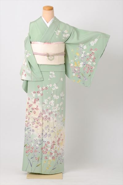 訪問着[薄浅黄色の小花模様]