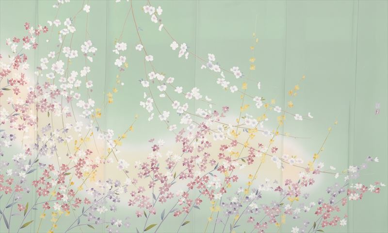 訪問着[薄浅黄色の小花模様]