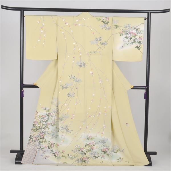 訪問着[若竹色に花かご、花模様　]