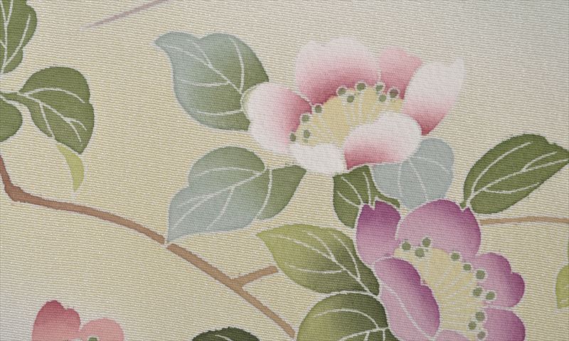 訪問着[若竹色に花かご、花模様　]