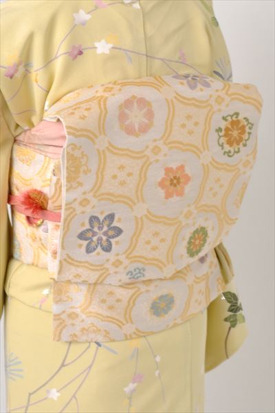 訪問着[若竹色に花かご、花模様　]