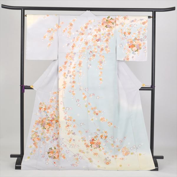 訪問着[淡い水色に桜・四季草花]
