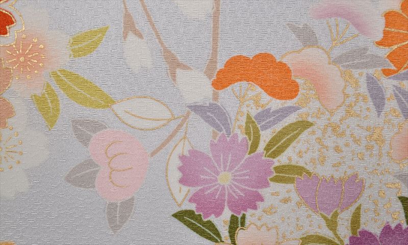 訪問着[淡い水色に桜・四季草花]