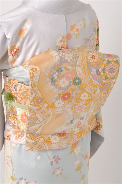 訪問着[淡い水色に桜・四季草花]