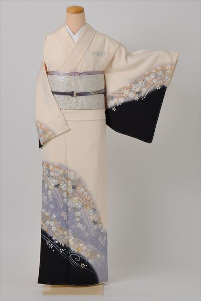 訪問着[白と黒の辻が花風]