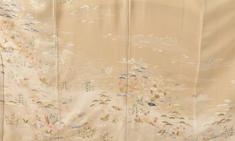 訪問着[淡いベージュ・松竹梅]