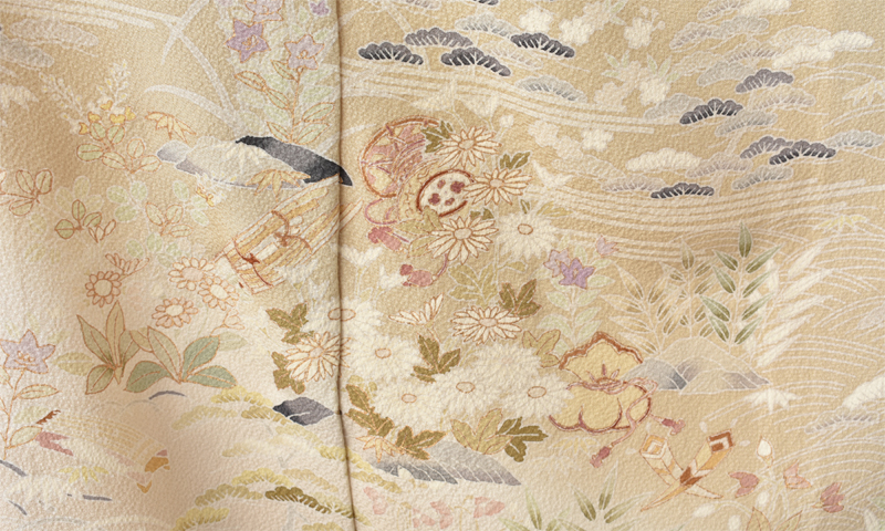 訪問着[淡いベージュ・松竹梅]