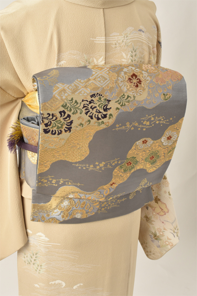 訪問着[淡いベージュ・松竹梅]