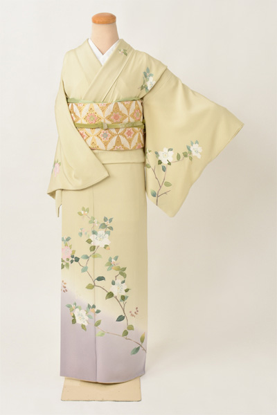 訪問着[加賀友禅・淡い鶯色]