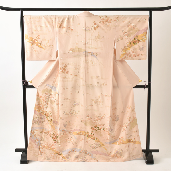 訪問着[ピンク色・鹿の子柄]