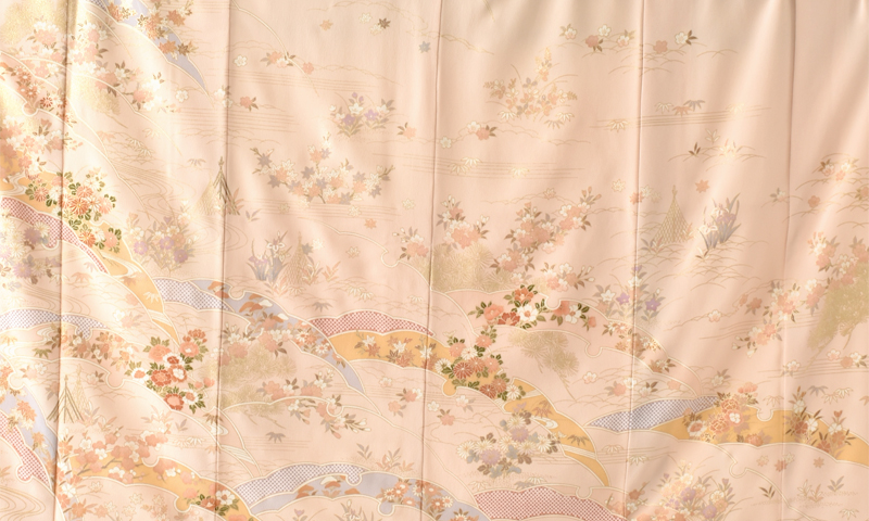 訪問着[ピンク色・鹿の子柄]