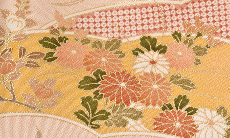 訪問着[ピンク色・鹿の子柄]