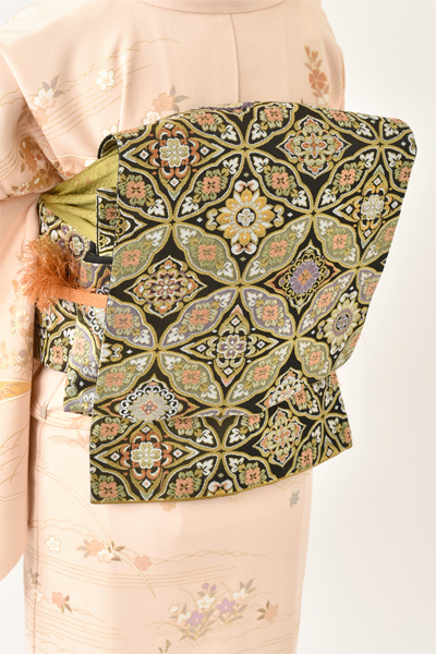 訪問着[ピンク色・鹿の子柄]