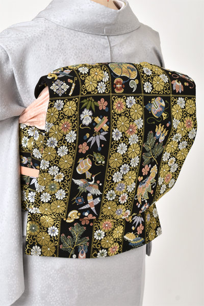 訪問着[グレー・四季花々]