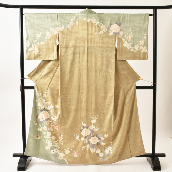 訪問着[淡グリーン・おしどり]