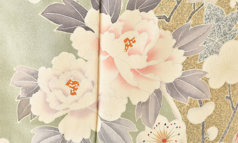 訪問着[淡グリーン・おしどり]