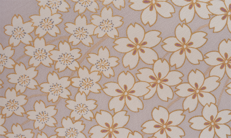 訪問着［パープルグレー・桜]