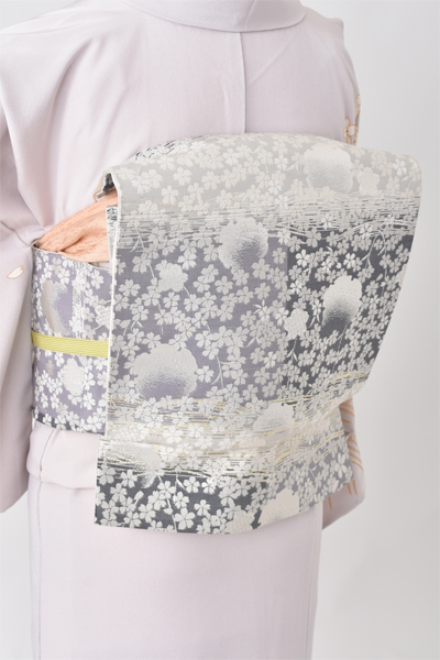 訪問着［パープルグレー・桜]