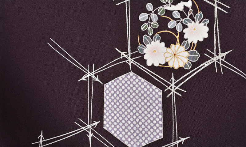 訪問着［深紫・破れ亀甲］