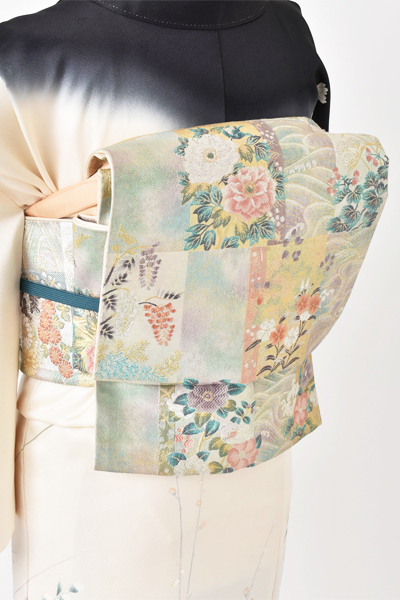 訪問着［白黒・菊紅葉］