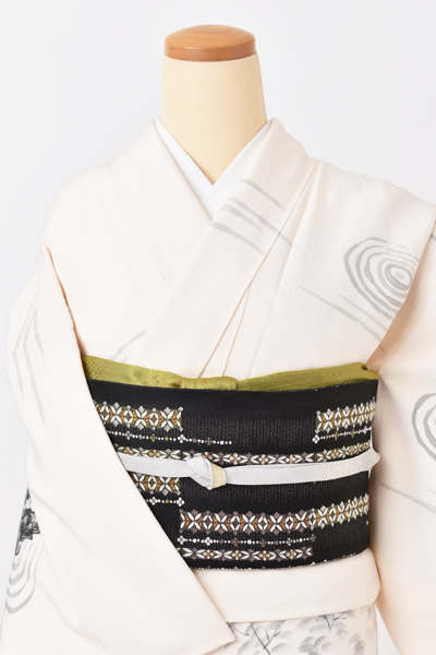 訪問着［白・枯山水風景］