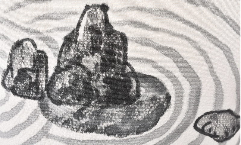 訪問着［白・枯山水風景］