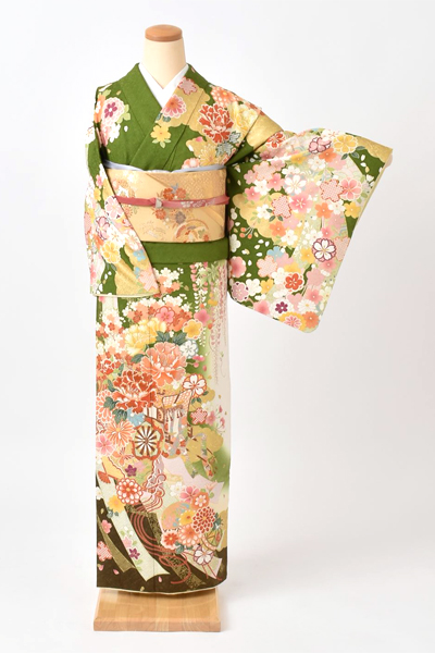 訪問着[抹茶・御所車]