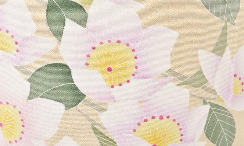 訪問着[黄褐色・山茶花]