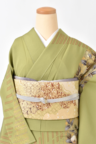 訪問着[抹茶・椿]
