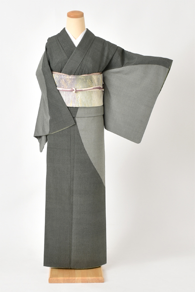 訪問着[深緑×灰色]