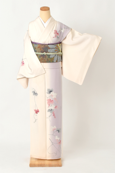 訪問着[白・葡萄]