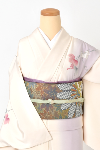 訪問着[白・葡萄]