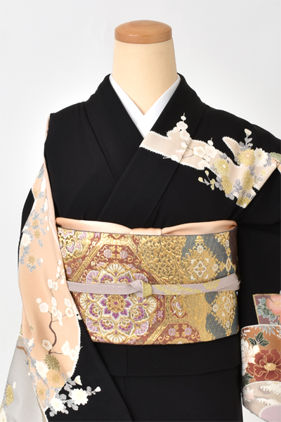 訪問着[黒・地紙扇面]