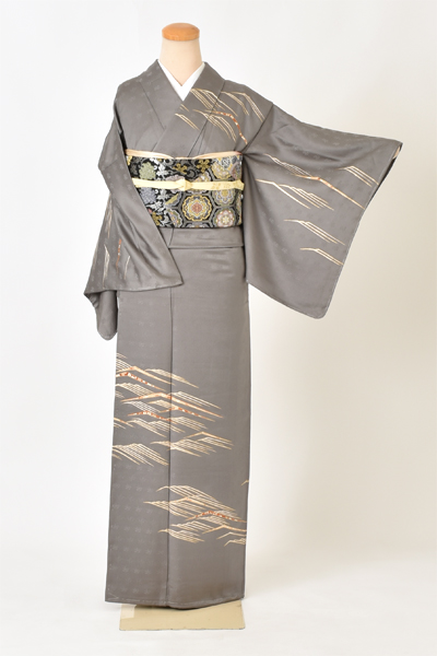 訪問着[グレー・自然文様Sサイズ]