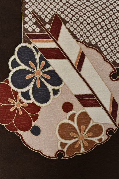 訪問着[茶色・雪輪]