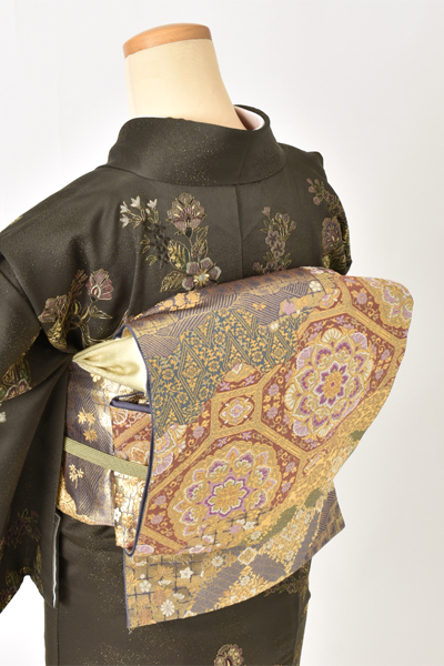 訪問着[深緑・刺繍]