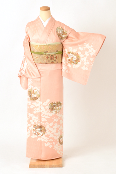 訪問着[サーモンピンク・橘]