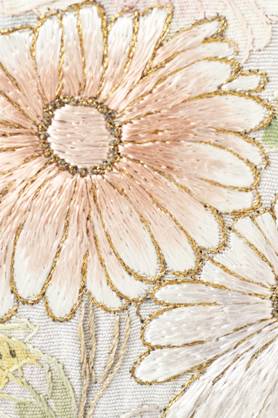 訪問着[グレー・扇面松刺繍]