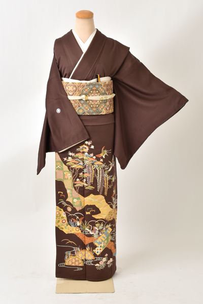 色留袖[焦茶・ワイドサイズ]