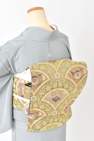 色留袖[灰青色・扇面松]