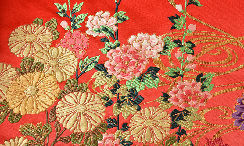 打掛(赤のボカシ地・花車)