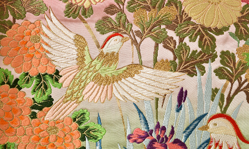 打掛(赤のボカシ地・花車)