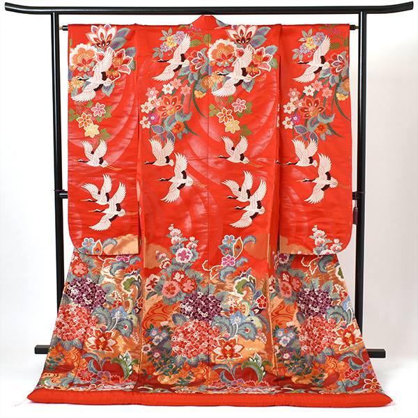 打掛(赤地・鶴と紫陽花)