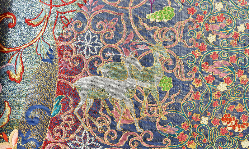 打掛(ピンクと紫のボカシ地・更紗模様に鳳凰)