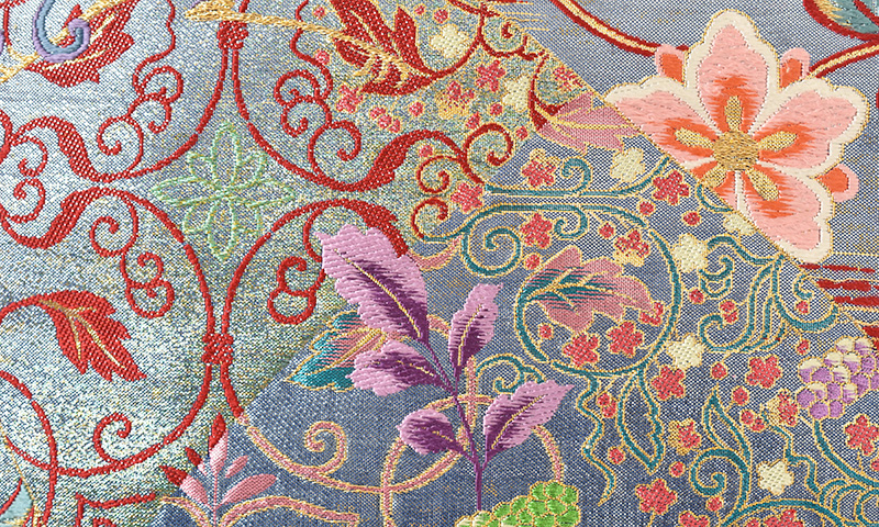 打掛(ピンクと紫のボカシ地・更紗模様に鳳凰)