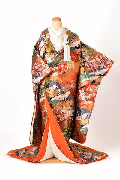 打掛(赤地・金箔と鶴)