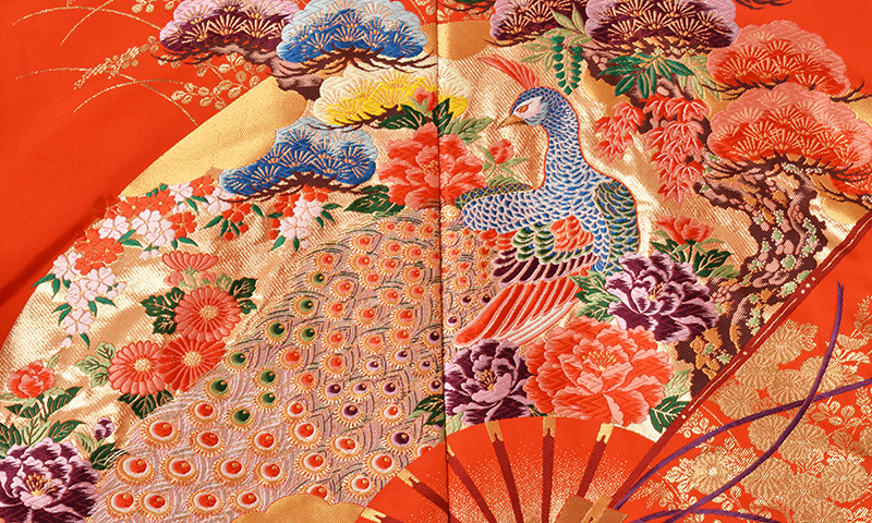 打掛(朱赤地・桧扇)